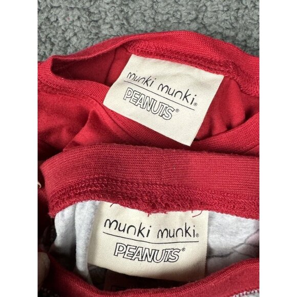 Munki Unisex 9m Peanuts Santa Snoopy Woodstock Baby Pajama Set Red Grey 9 M - Picture 9 of 11